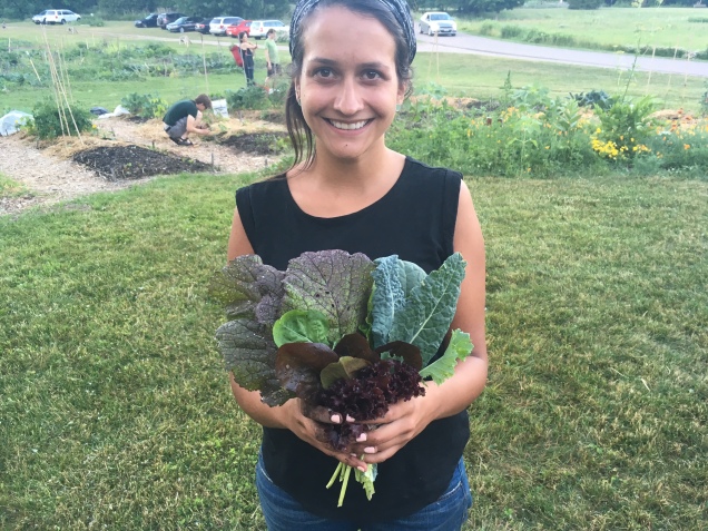 06-30-16 CTGEA Chrissy holds the bundle of greens